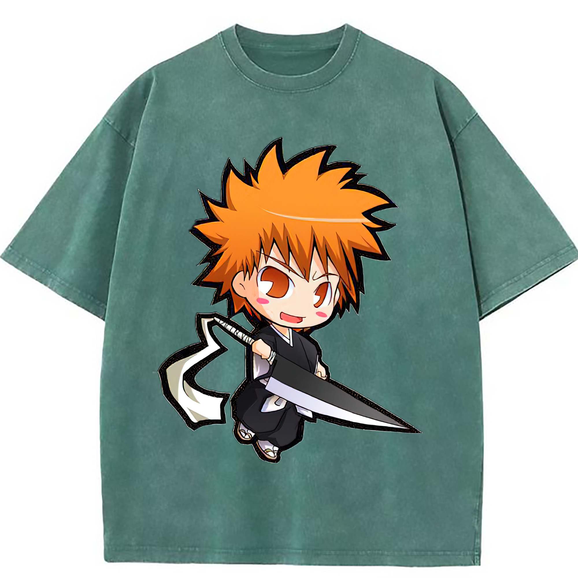 （画像用） ブリーチ 黒崎一護（くろさき いちご）BLEACH Kurosaki Ichigo 綿100% ヴィンテージ風 半袖Tシャツ（フロントプリント）
